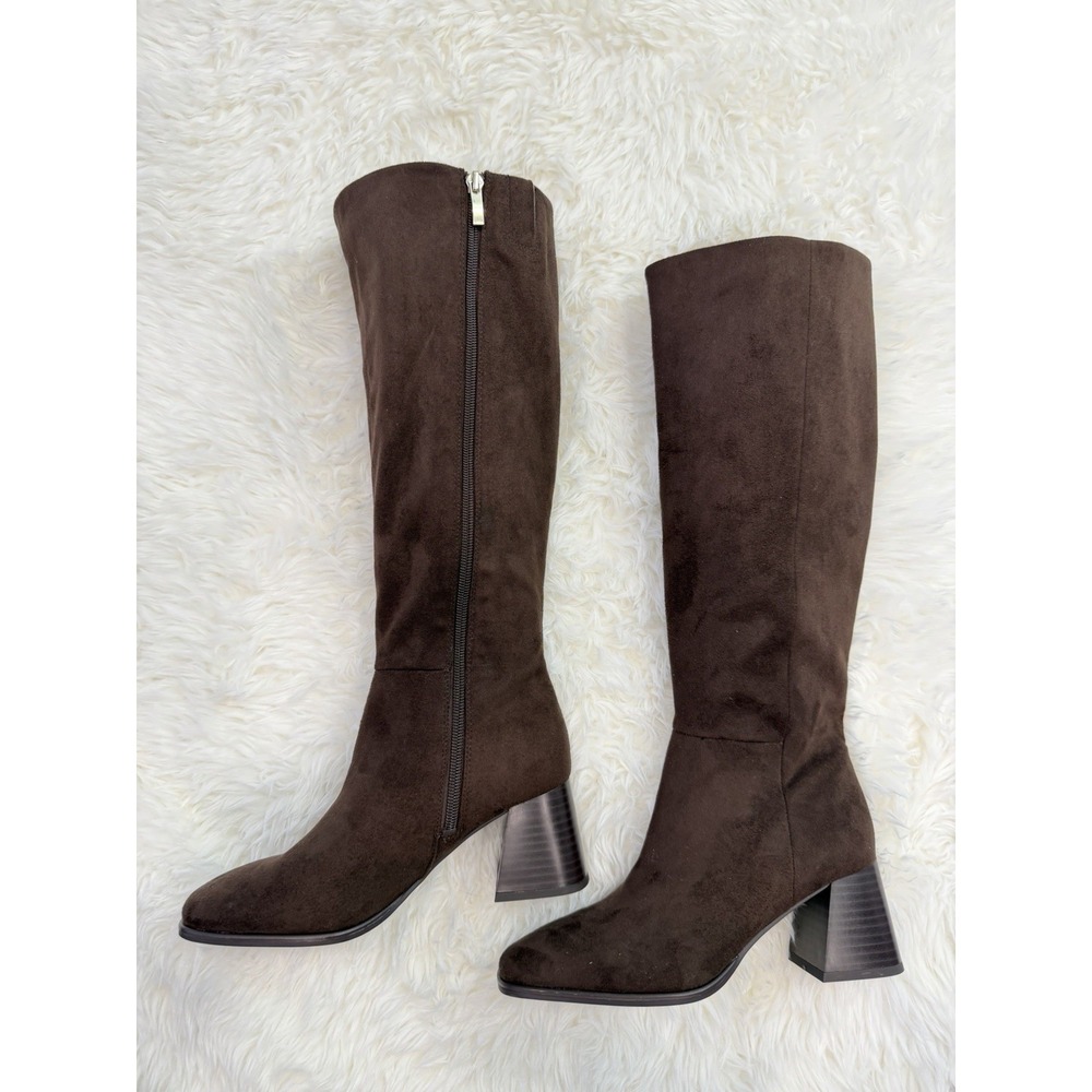 Nordstrom Rack Chocolate Brown Knee High Boots Women's 5M Block Heel Western